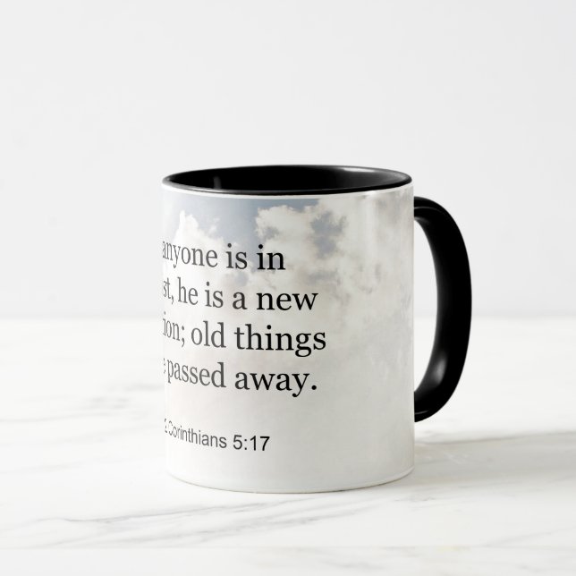 2 Corinthians 5:17, Bible verse, Mug (Front Right)