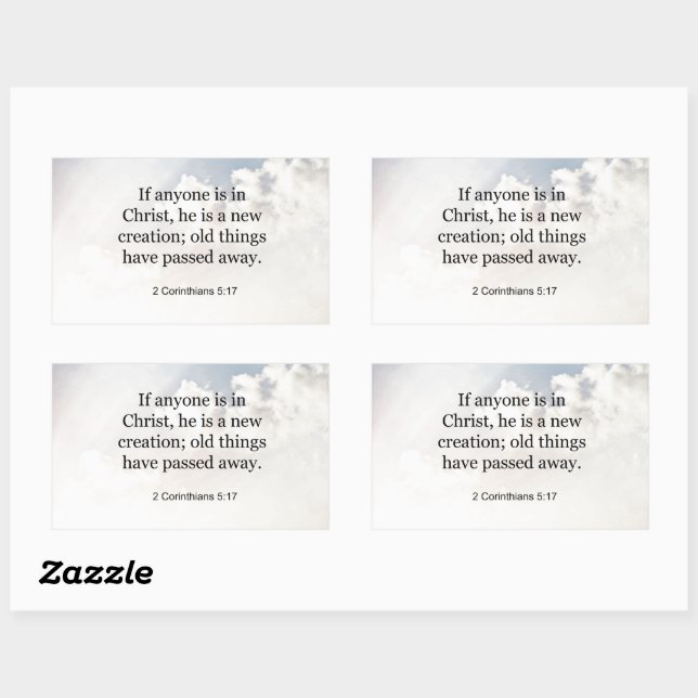 2 Corinthians 5:17, Bible verse, Rectangular Sticker (Sheet)