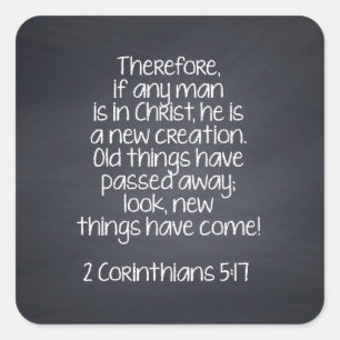 2 Corinthians 5:17 Bible Verse Square Sticker