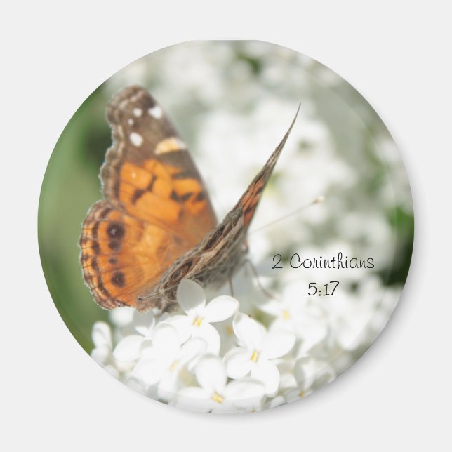 2 Corinthians 5:17 Butterfly Lilac Magnet (Front)