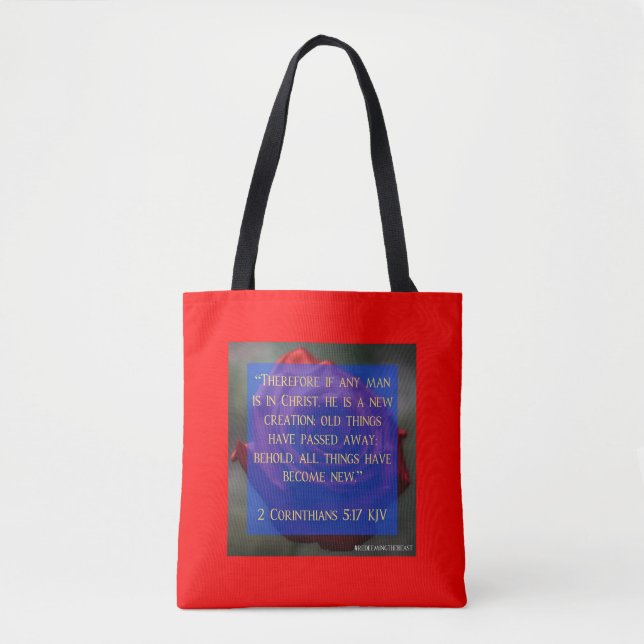 2 Corinthians 5:17 Redeeming the Beast Tote Bag (Front)