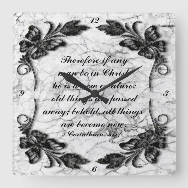 2 Corinthians 5:17 Square  Square Wall Clock (Front)