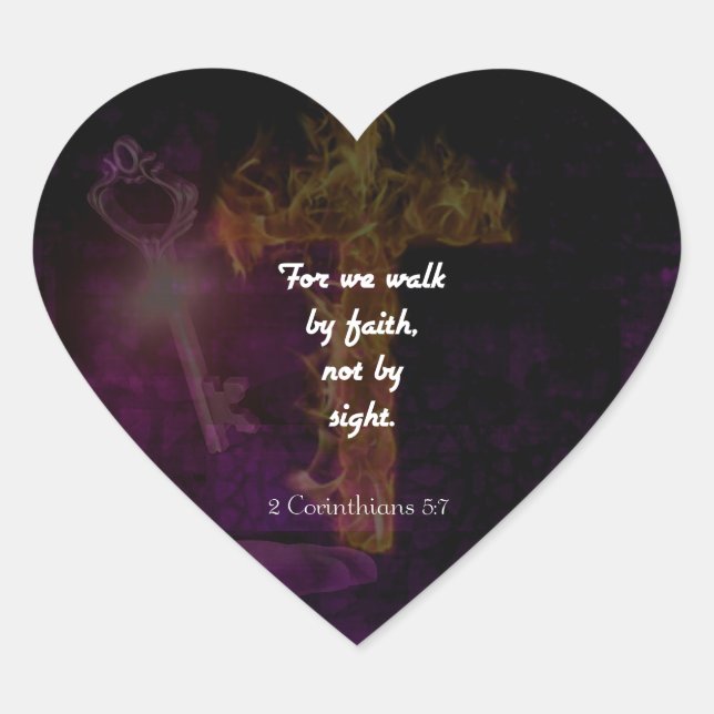 2 Corinthians 5:7 Bible Verse Quote About Faith Heart Sticker (Front)