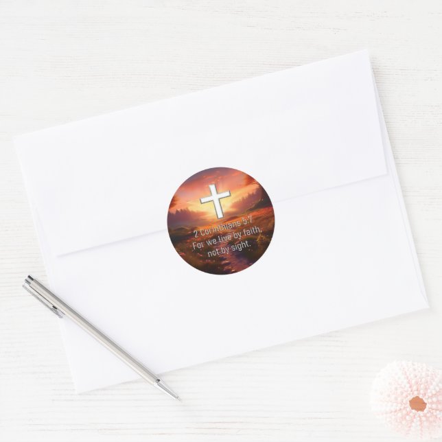 2 Corinthians 5:7 Classic Round Sticker (Envelope)
