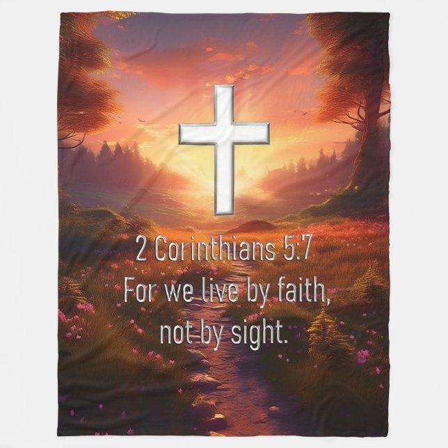 2 Corinthians 5:7 Fleece Blanket (Front)