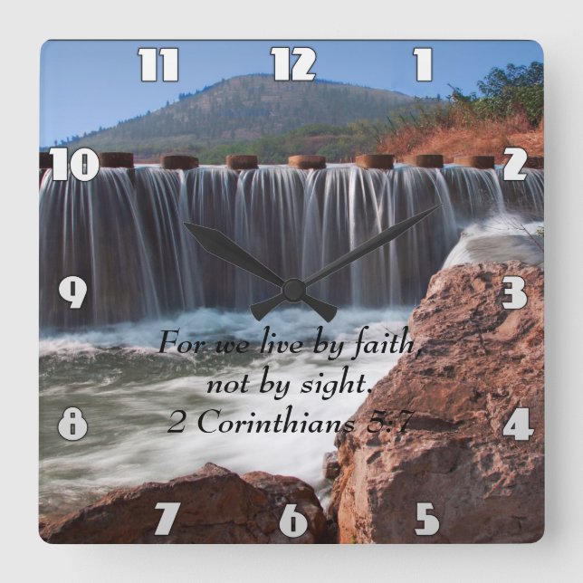 2 Corinthians 5:7 Stepping Stones  Square Wall Clock (Front)