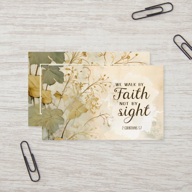 2 Corinthians 5:7 We Walk by Faith Bible Verse Business Card (Front/Back In Situ)