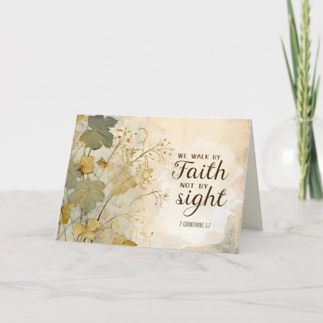 2 Corinthians 5:7 We Walk by Faith Bible Verse Card (Front)