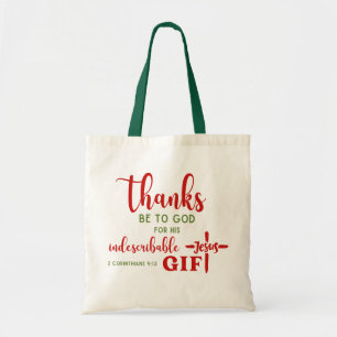 2 Corinthians 9:15 Thanks be to God Scripture Tote Bag
