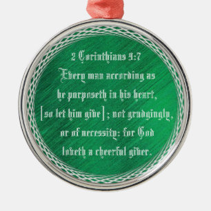 2 Corinthians 9:7 Metal Ornament