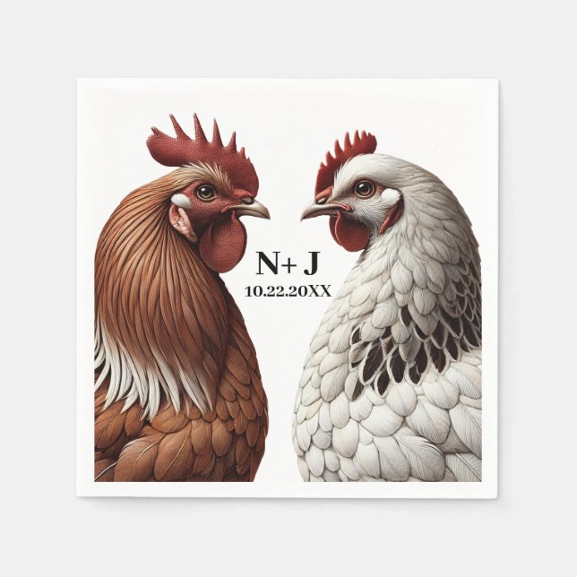 2 Country Chickens Farm  Barnyard Wedding Napkin (Front)
