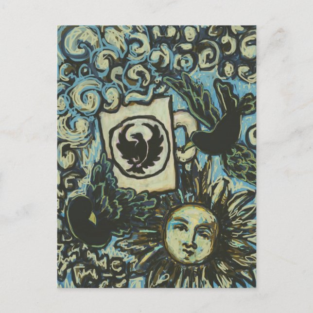 2 Crows and a Sun, Postcard Art for Crowfoot (Front)