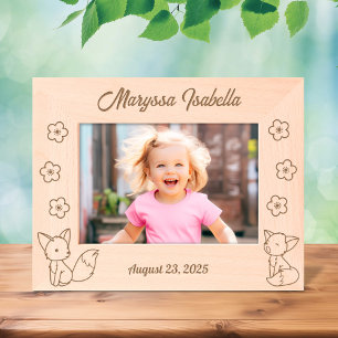 2 Cute Cartoon Foxes and Flowers Custom Text 7x5 Etched Frames