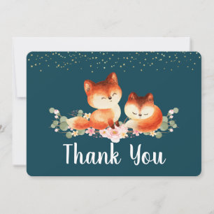 2 Cute Little Red Foxes Thank You Card