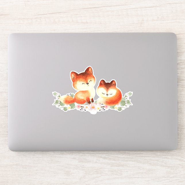 2 Cute Little Red Foxes Watercolor Design (Computer)