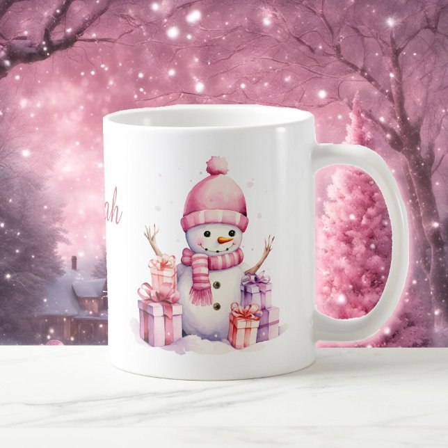 2 Cute Snowmen Add Name Christmas Gift Coffee Cup (Creator Uploaded)