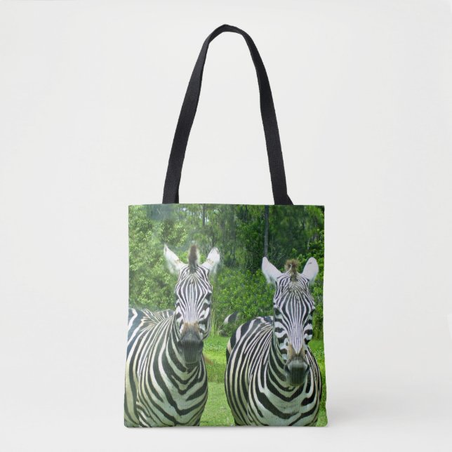 2 Cute Zebras Tote Bag (Front)