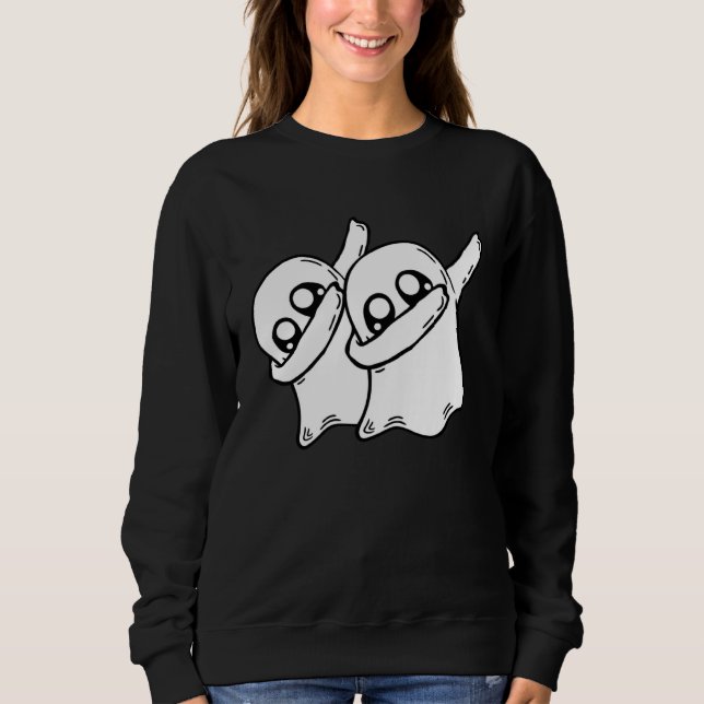 2 Dabbing Ghost Friends Team Cool Halloween Dab Da Sweatshirt (Front)