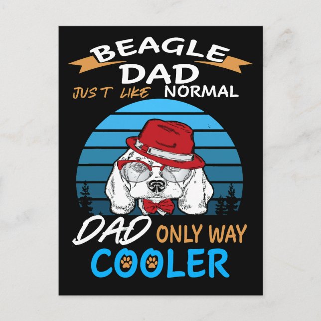 2 Dad Beagle Dad Cooler Postcard (Front)