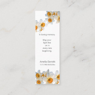 2 Daffodil Funeral Mini Bookmark Keepsake Card