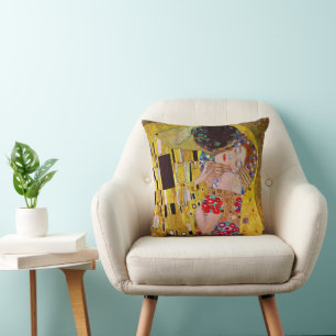 2 different views of The Kiss by Gustav Klimt Cushion