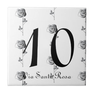 2 Digit Number 3D Roses House Number and Street Ceramic Tile