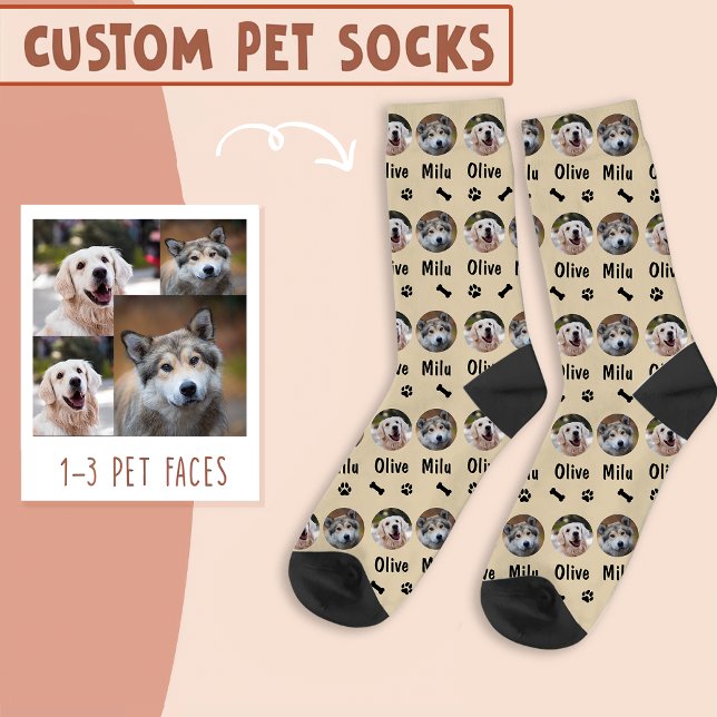 2 Dogs 2 Names Personalised Dog Photo on Daisy Socks (Creator Uploaded)