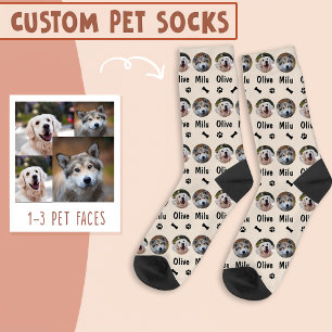 2 Dogs 2 Names Personalised Dog Photo on Ivory Socks