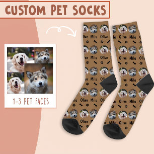 2 Dogs 2 Names Personalised Dog Photo on White Socks