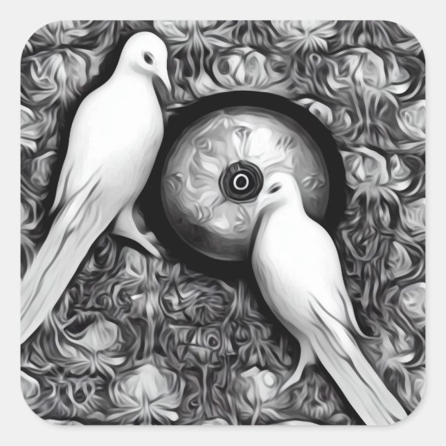 2 Doves Square Sticker (Front)