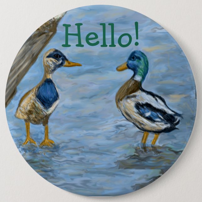 2 Ducks in A Conversation 6 Cm Round Badge (Front)