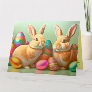 2 Easter Bunny And Eggs Collection Card