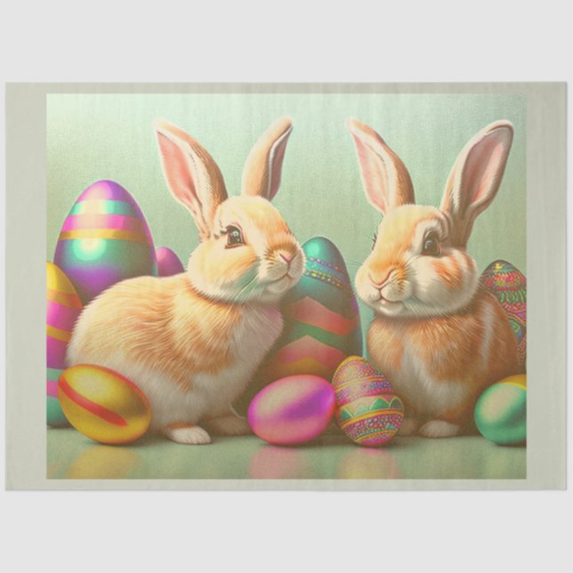 2 Easter Bunny And Eggs Collection Tissue Paper (Front)