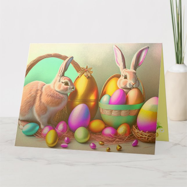2 Easter Bunny And Golden Egg Collection Card (Front)