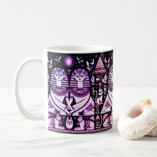 2 egyptians with cats coffee mug