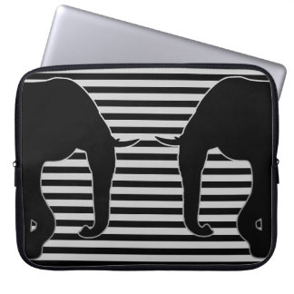 2 Elephants Silhouette black + your background Laptop Sleeve