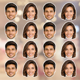 2 Face Cutout Photos Custom-Cut Vinyl Sticker