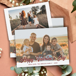 2 Family Photos Happy Valentine's Day Script Holiday Card