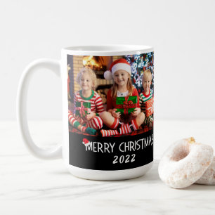 2 Family Photos Merry Christmas Santa Hat Coffee Mug