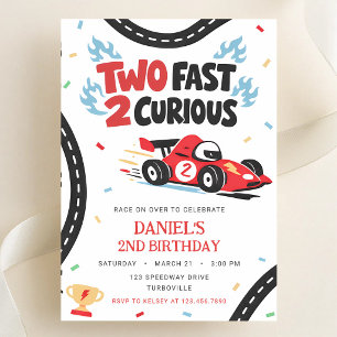 2 Fast 2 Curious Red Racing 2nd Birthday Invitation