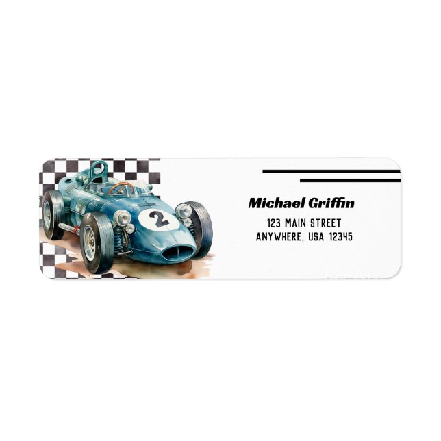 2 fast birthday Race Car Return Address Label (Front)