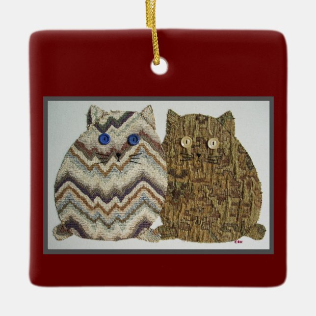 2 Fat Cats #1 Ceramic Ornament (Front)