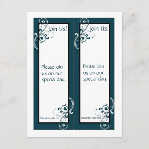 2 Filigree Navy/White Wedding Bookmarks Postcard