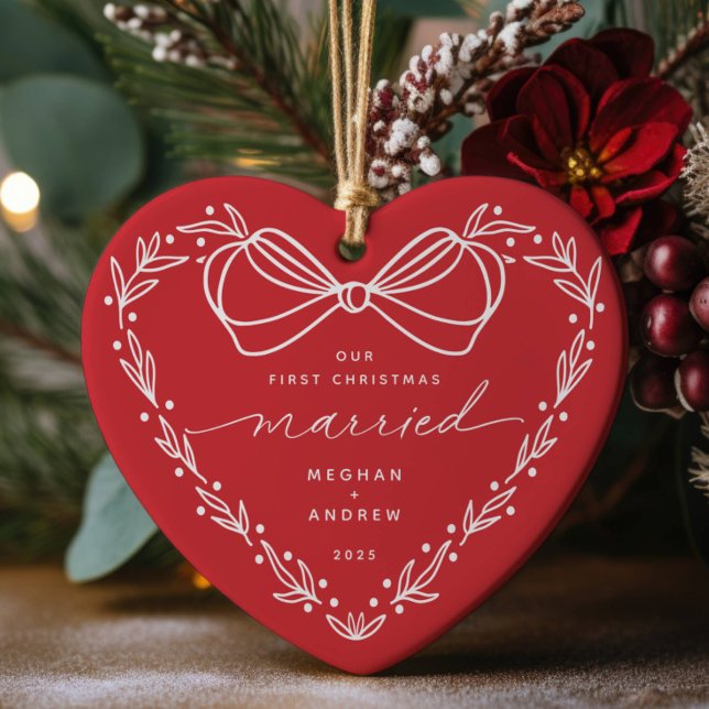 2 First Christmas Married Christmas  Ceramic Ornament (Creator Uploaded)