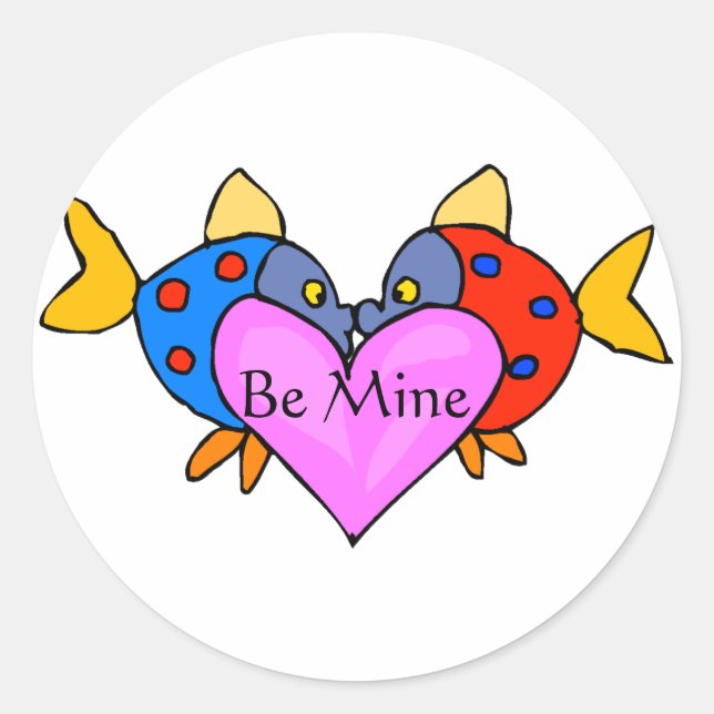 2 Fish Kissing Classic Round Sticker (Front)