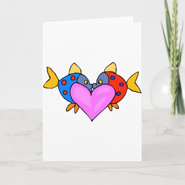 2 Fish Kissing Holiday Card (Front)