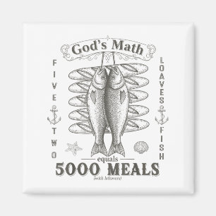 2 Fishes 5 Breads Jesus Feeds The 5000 Christian B Magnet