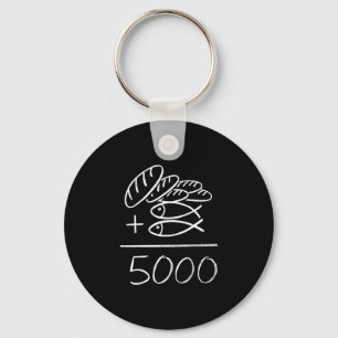 2 fishes 5 breads jesus feeds the 5000 christian key ring