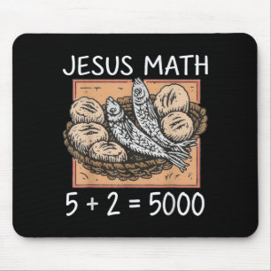 2 Fishes 5 Breads Jesus Feeds The 5000 Christian Mouse Pad