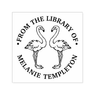 2 Flamingos Standing Library Book Name Self-inking Stamp